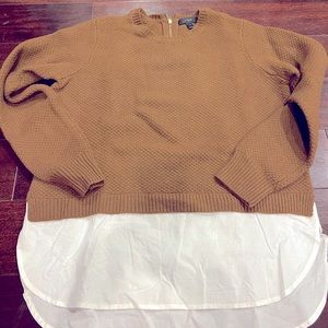 Jcrew sweater with faux blouse. Worn once. Size M.